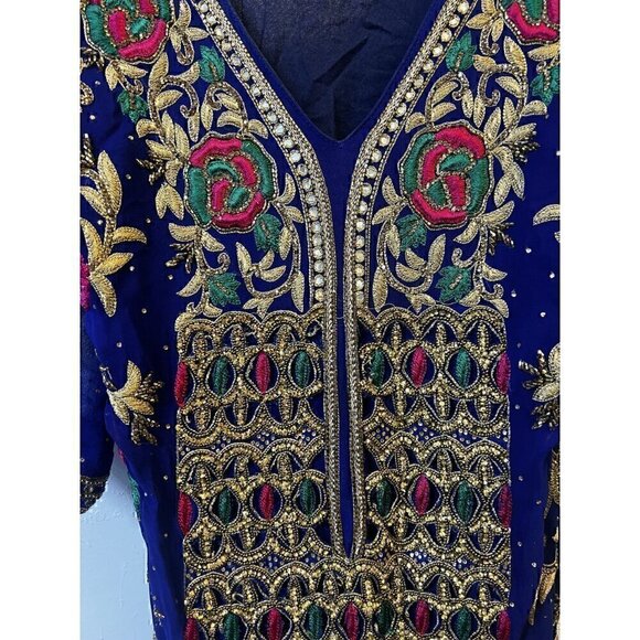 PAKISTANI INDIAN SHALWAR KAMEEZ CHIFFON, EMBROIDERY WORK DRESS. SIZE SMALL - Picture 9 of 11